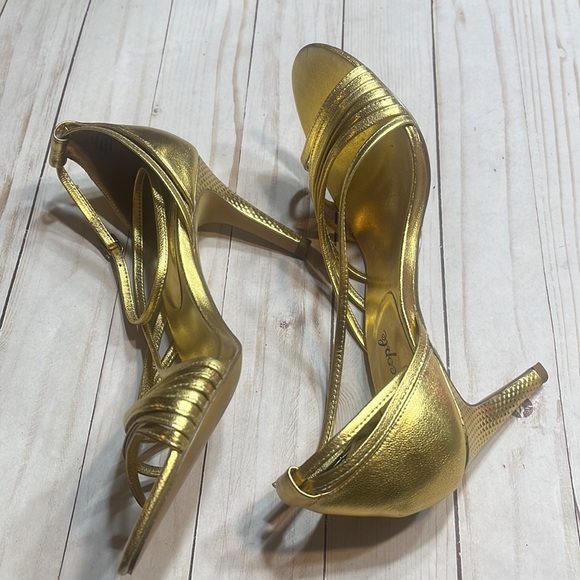 Free People Gold Strap 3-1/2” Heels - Picture 2 of 10